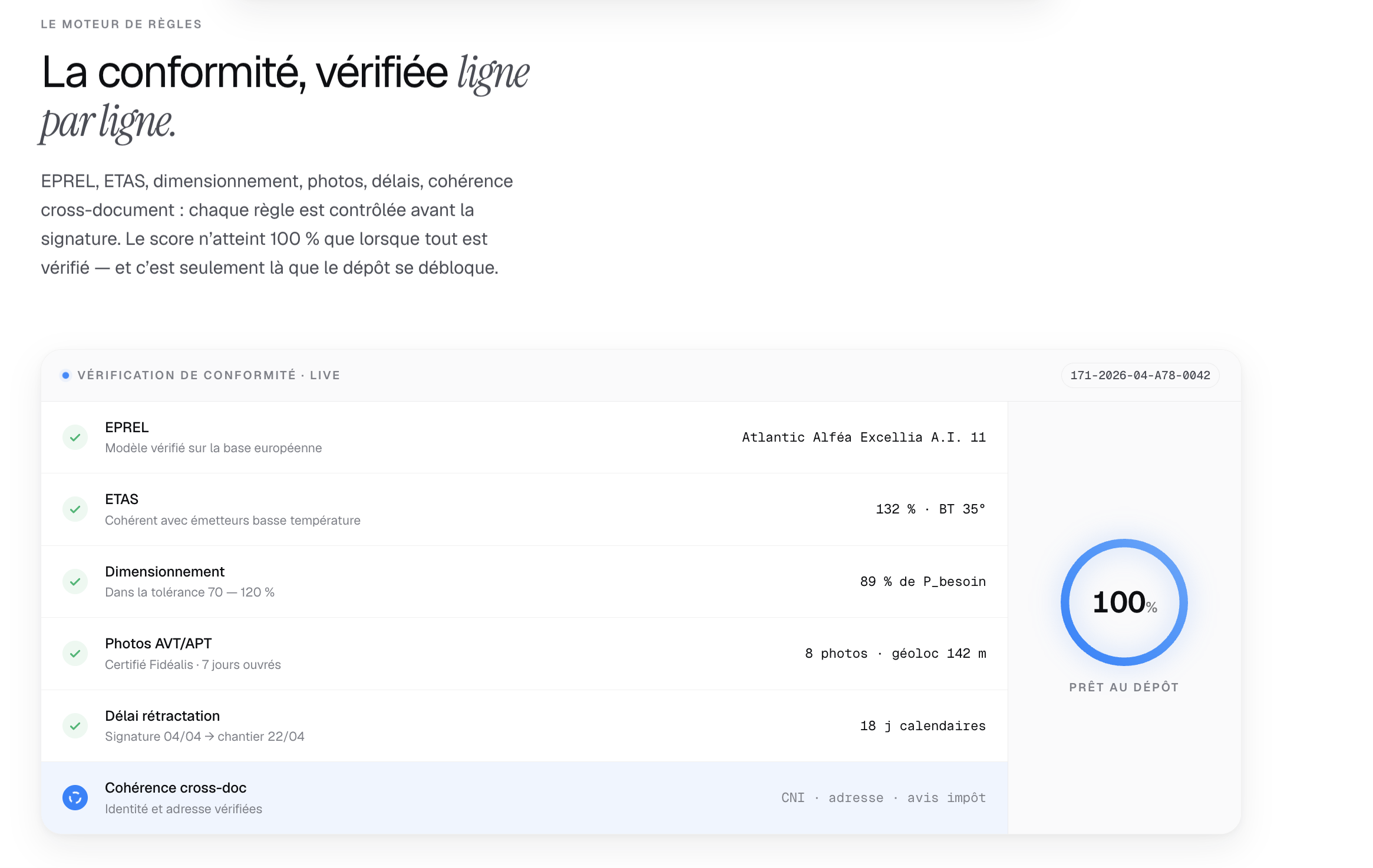 Contrôle de conformité ligne par ligne